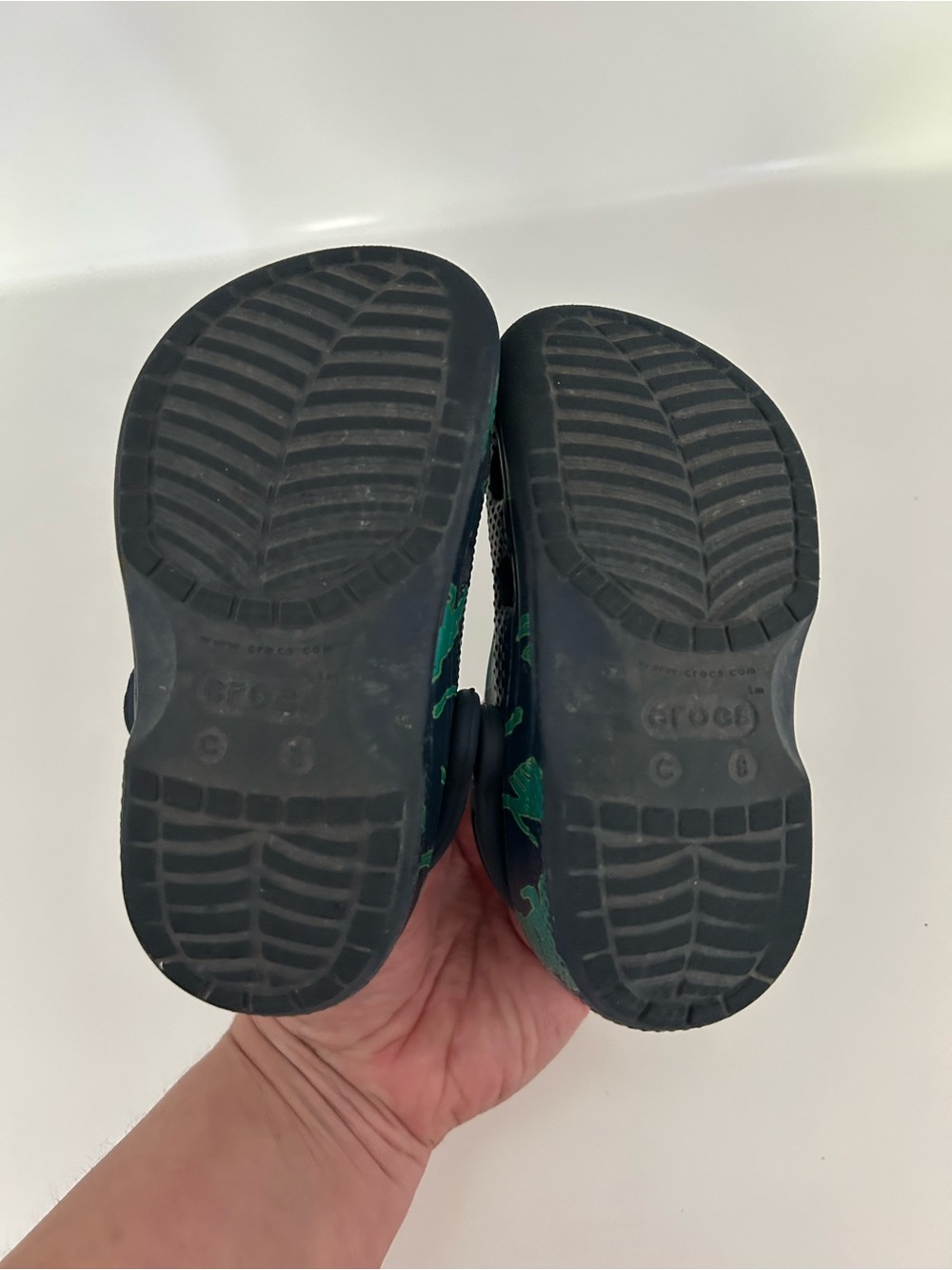 Crocs Dinosaur Slip On Water Sandals Size 8 Navy/Green - Picture 6 of 8